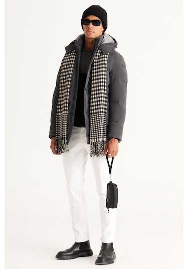 AC&Co / Altınyıldız Classics Erkek Antrasıt Standart Fit Normal Kesim Çıkma Kapüşonlu Kaban Antrasit