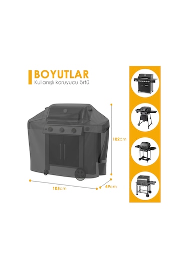 Haegs Bbq Mangal Örtüsü, Grill Koruma Brandası, Su Geçirmez, Barbekü Mangal Kılıfı - 105-49-102 Cm