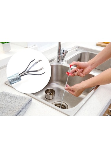 Sones Metal Tel Fırça El Mutfak Lavabo Temizleme Kancası Kanalizasyon Tarama Cihazı