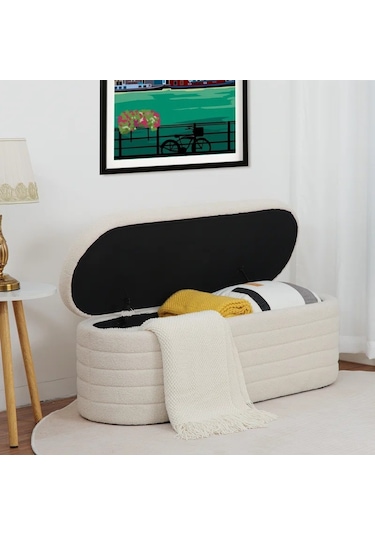 Argedemo Sidney Krem Sandıklı Puf Benç