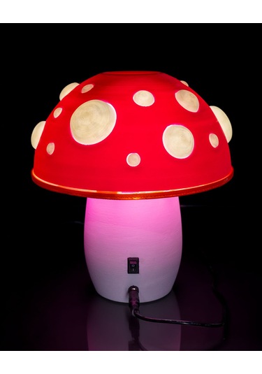 Mantar Abajur Beyaz - Kırmızı