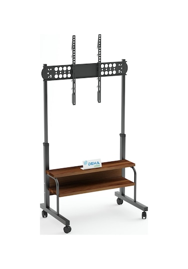 Frenli Tekerlekli Yükseklik Ayarlı Tv Duvar Paneli Tv Standı Konsol Hareketli Televizyon Ünitesi Siyah - Ceviz