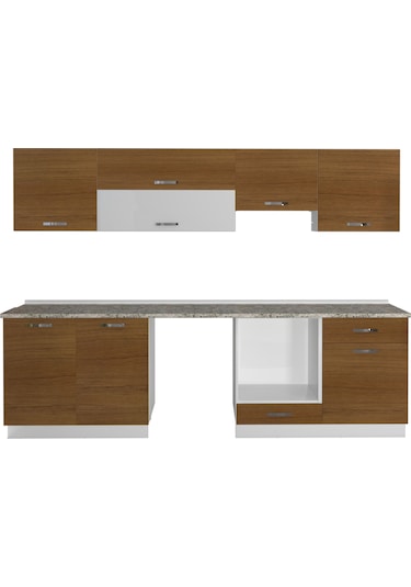 Decoraktiv Elite 280y Ank Mdf Hazır Mutfak Dolabı - Tezgah Dahil - Naturel Ceviz
