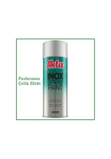 Akfix Inox Metal Paslanmaz Çelik Efektli Sprey Boya 400 ML