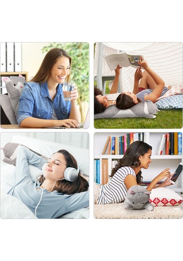 Youmex Gri Kedi Şekilli Yumuşak Yastık Oyuncak 70 Cm Yumuşak Pamuk Doldurma 女友及儿童 Hediyelik Peluş Oyuncağı Gri