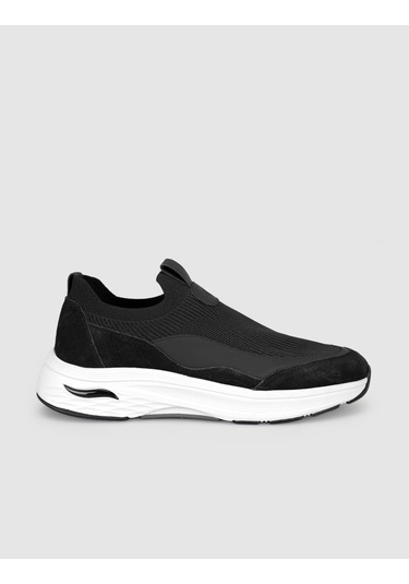 Cabani Siyah Modern Triko Slip-on Sneaker Siyah - Neon Yeşil