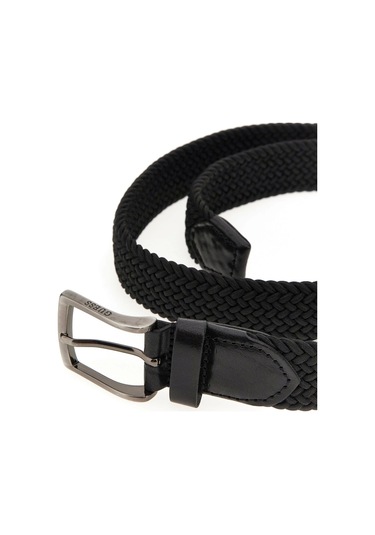 Guess Erkek Siyah Sosa Düz Sabit Deri Kemer 35 Mm Siyah