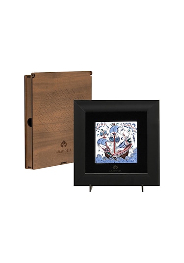 Çini Serisi Kalyon 6 Siyah Çerçeveli Seramik Tablo Pano