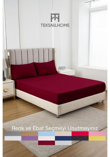 Ranforce Bordo Pamuklu Tek / Çift Kişilik Battal Tam Kenar Lastikli Çarşaf 14 Renk Fıtted Bordo