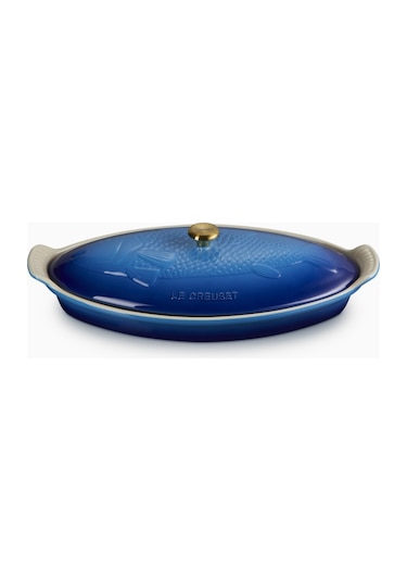 Le Creuset Kapaklı Seramik Balık Pişirme Kabı, 34 Cm Seramik Tava Lacivert