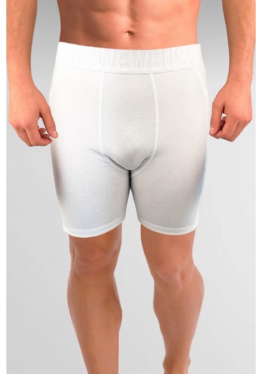 Weweus Beyaz Gizli Cepli Erkek Uzun Boxer Beyaz