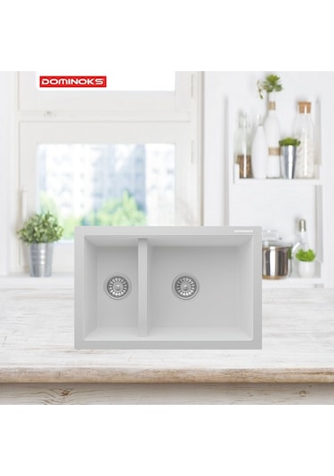 Dominoks Ren70 Beyaz 46 x 70 CM Tezgah Altı Granit Evye