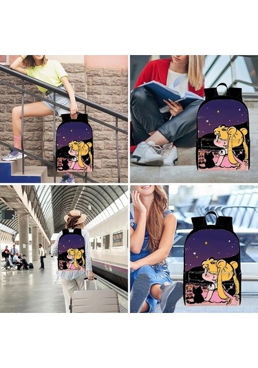 Trendooze Uygun, Siyah Siyah Sırt Seyahat, Sailor Organizasyon Moon Kawaii Karikatür, İş İnç İle, İçin, Genç, Dizüstü Çoklu Cf95 Çantası, Çalışması Bölmeleri Bilgisayara 15.6 Cf Siyah