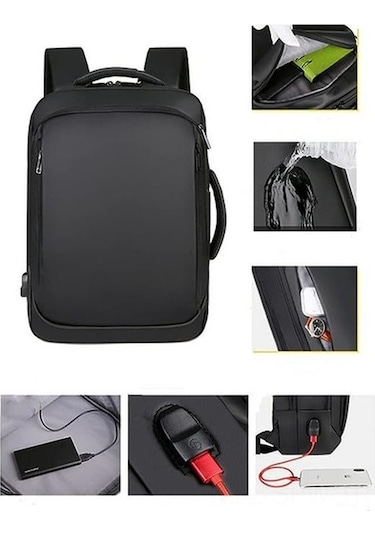 Didadodo Sırt Çantası - 20l, 15.6 Bilgisayar, Su Geçirmez, Siyah, Pratik Tasarım Siyah