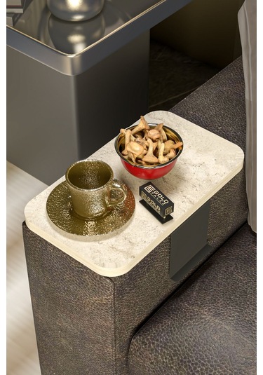 Yan Sehpa Ayarlanabilir Tepsi Dikdörtgen Dekoratif Modern Yatay Dikey Koltuk Sehpası Traverten Ekru