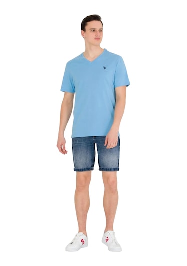 U.S. Polo Assn. Erkek V Yaka T-shirt Mavi