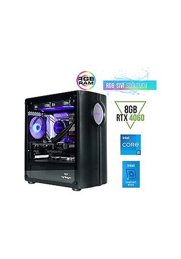 Warp Spectra i5-14400F 16 GB 512 GB SSD 8 GB RTX4060 Free Dos Masaüstü Oyuncu Bilgisayarı