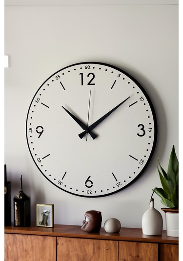 Dekoratif Yeni Modern Rasalhague Ahşap Duvar Saati 48cm Siyah - Beyaz