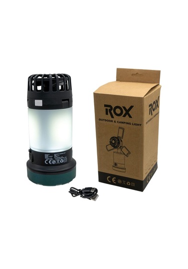 Rox 0218 Şarjlı Çok Fonksiyonlu Fanlı Outdoor Kamp Feneri 350 Lümen