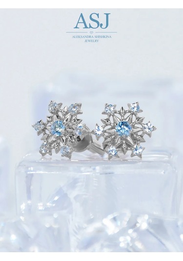 Asj 925 Ayar Gümüş Karla Yuvası Küpe 48210608 Açık Mavi