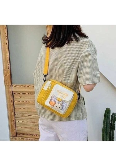 Tongxida Bosphorusboutique Yeni Versiyonu Pembe Omuz Öğrenci Mcrtrade Maç Küçük Kore Kız Kare Kanvas Kadın Fonksiyonlu Çanta Pembe