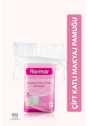 Flormar Makyaj Temizleyici Yüz Pedi - Square Cotton Pads For Facial 50 Adet 8690604175048
