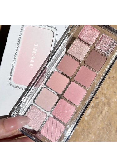 12 Renk Göz Farı Paleti Düşük Doymuş Toprak Pembe Mor Göz Farı Glitter 07 01