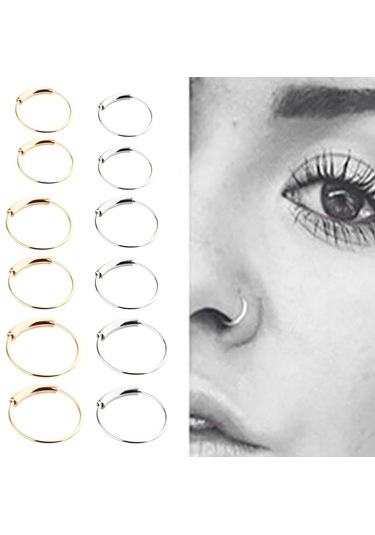 Suntek 2 Adet Burun Halkası Hoop Tragus Helix Kulak 6mm-gümüş Mavi - Gümüş