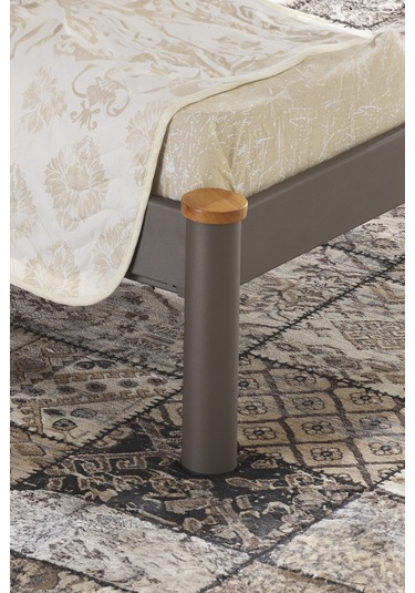 Kappis-s Tek Kişilik Ferforje Metal Karyola-kahverengi Ahşap Latalı