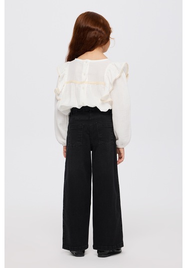 Panço Kız Çocuk Denim Pantolon Siyah