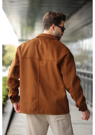 Kahverengi Kaşe Gömlek Ceket E6765 Kahverengi