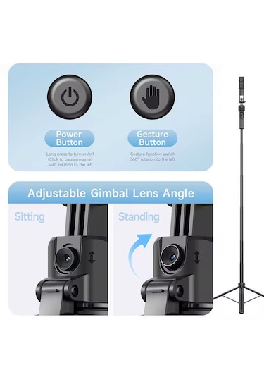 Kameralı Hareketli Tripod Selfie Çubuğu Telefon Tripodu 163cm