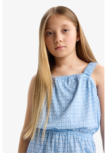 Defacto Kız Çocuk Desenli Askılı Tulum B4814a825hsbe551 Mavi