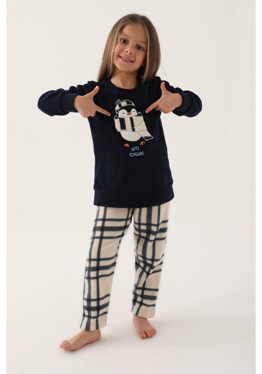 Arnetta 2662 Cute Penguıns Kız Çocuk Pijama Takımı Lacıvert