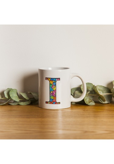 I Harfi Bardak 330 Ml İsme/harfe Özel Hediye, Renkli Harf Tasarım Beyaz