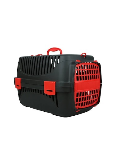 Pribor Kedi Köpek Evcil Hayvan Taşıma Çantası Box Orta Boy Çok Fonksiyonlu Siyah-kırmızı