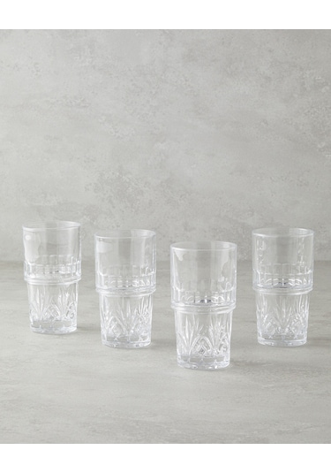 English Home Cosmic Cam 4'lü Bardak 310 Ml Şeffaf Şeffaf