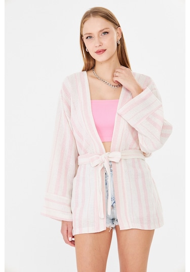 Armonika Kadın Pudra Kemerli Kimono Arm-25y001073