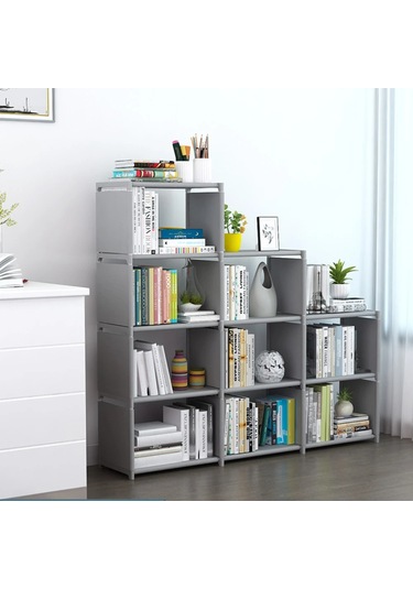 Kitaplık Depolama Rafı Basit Kitaplık Enkaz Depolama Rafı Çok Gri