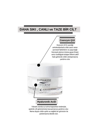 Byphasse Koenzim Q10 Hyaluronik Asit İçerikli Yaşlanma Karşıtı Gece Kremi 50 ML