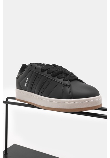 Tonny Black Kadın Siyah Siyah Termo Taban Yanı Şeritli Bağcıklı Spor Ayakkabı Tbzer005 322 Siyah Siyah