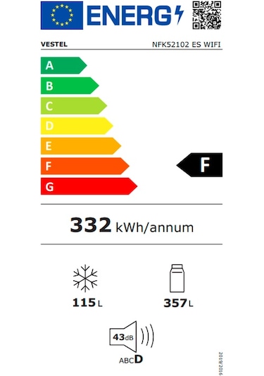 Vestel NFK52102 ES WIFI 472 LT No-Frost Kombi Tipi Buzdolabı