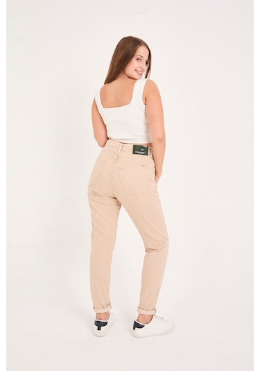 Kadın Denim Pantolon Krem