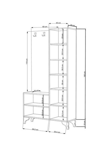 Just Home Aynalı Portmanto - Sonoma / Beyaz Sonoma / Beyaz