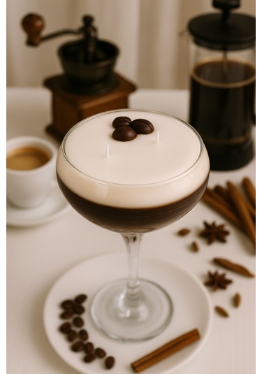 Kahveli Mum Martini Bardağında Kahveli Martini