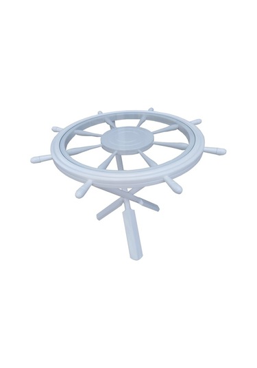 Orta Sehpa Dümen Kayın Torna Çapraz X İskelet Parlak Beyaz Lake Boya Kutuda sevk El Yapım