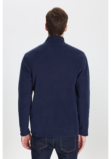 Anti-pilling Tüylenme Yapmayan Standart Fit Bato Yaka Soğuk Geçirmez Sweatshirt Polar Lacivert