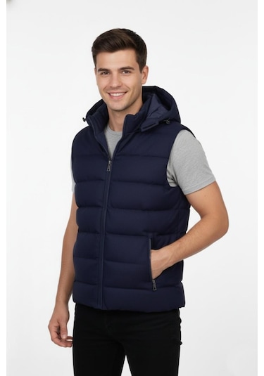 Erkek Spor Kapüşonlu Yelek Regular Kalıp 961-309 Bgl-st04874 Lacivert