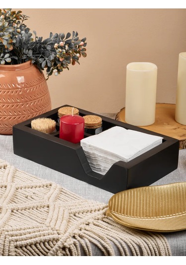 Oktaur Büyük Ahşap Masa Peçetelik 451687093 Siyah