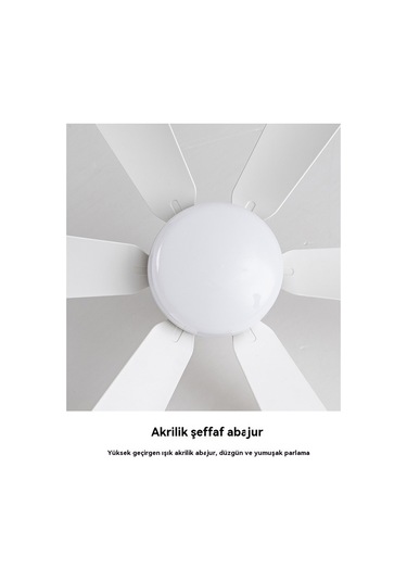 Aurora Fan Lambasıgüçlü Tonluışık Sessiz Beşyapraklı Küçük Tavan Vantilatörülambası Beyaz